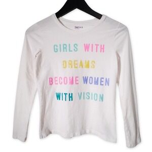 Gap Kids Long Sleeve Tee Girls XL White Inspirational Words Shirt Positivity Top